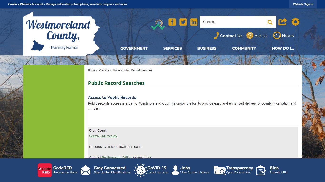 Public Record Searches | Westmoreland County, PA - Official Website